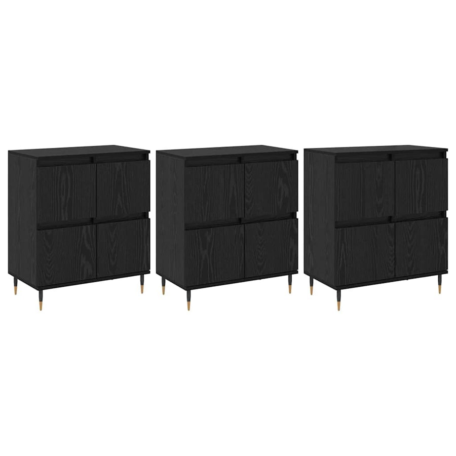 Opbergkast 3 pcs Zwart Eiken 60 x 35 x 70 cm