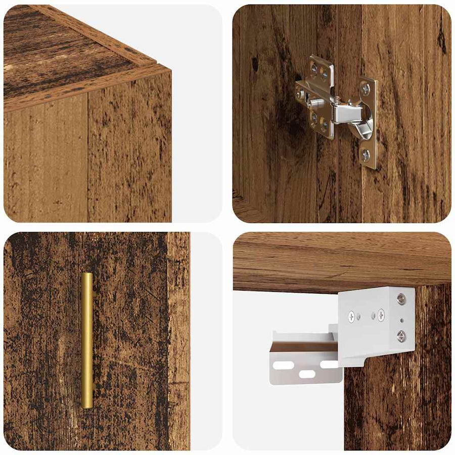 Wandkast 2 pcs Oudhout 69,5 x 34 x 90 cm Bewerkt hout