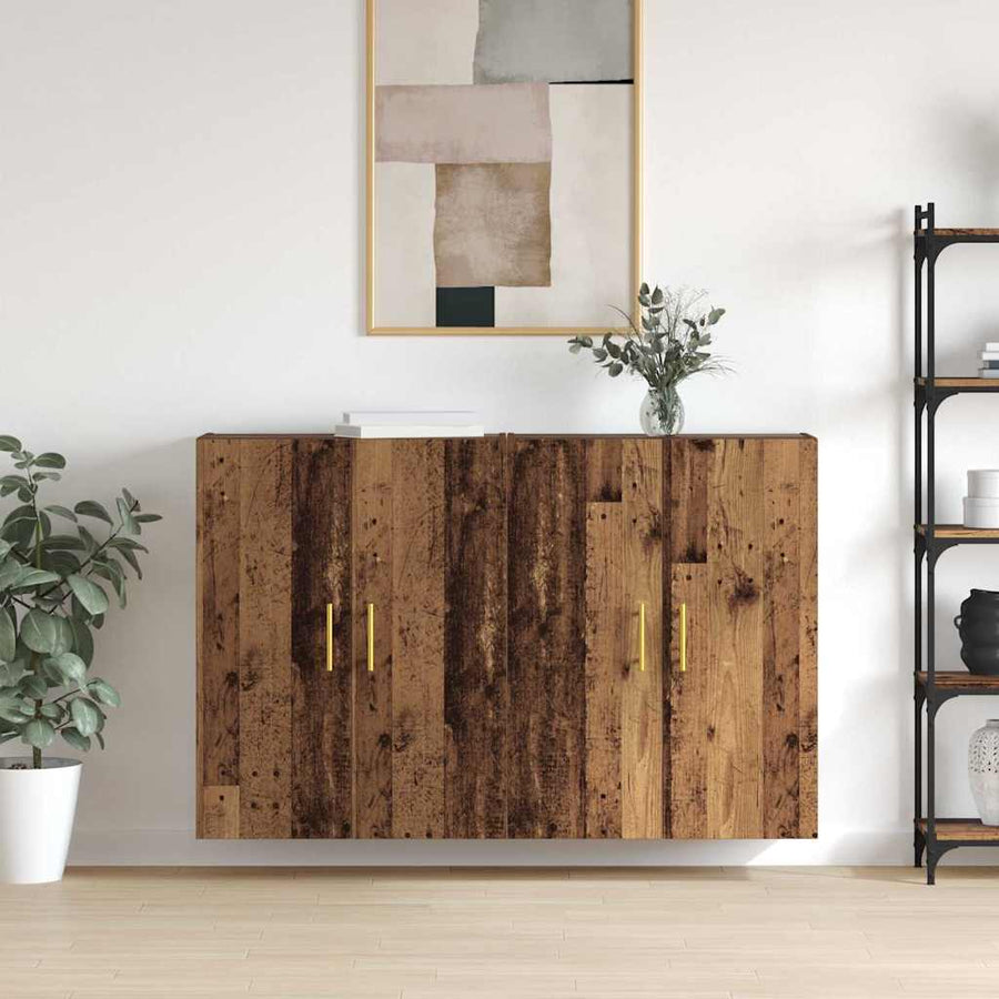 Wandkast 2 pcs Oudhout 69,5 x 34 x 90 cm Bewerkt hout
