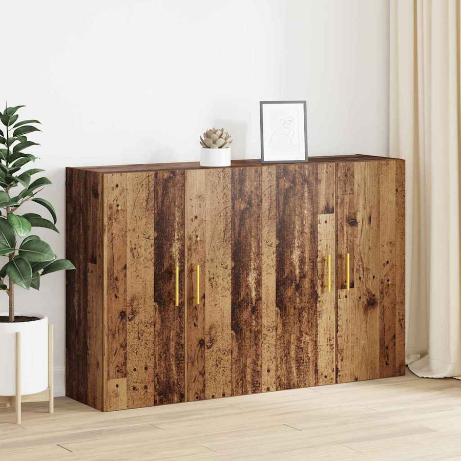 Wandkast 2 pcs Oudhout 69,5 x 34 x 90 cm Bewerkt hout