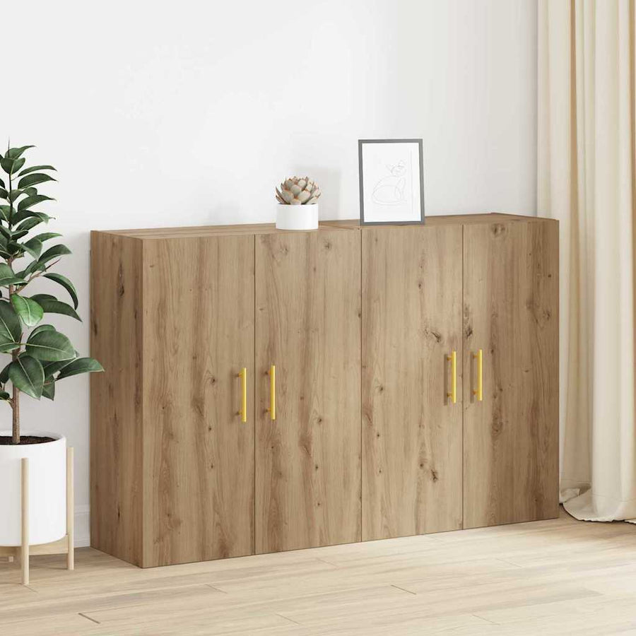 Wandkast 2 pcs Artisan Eiken 69,5 x 34 x 90 cm Bewerkt hout