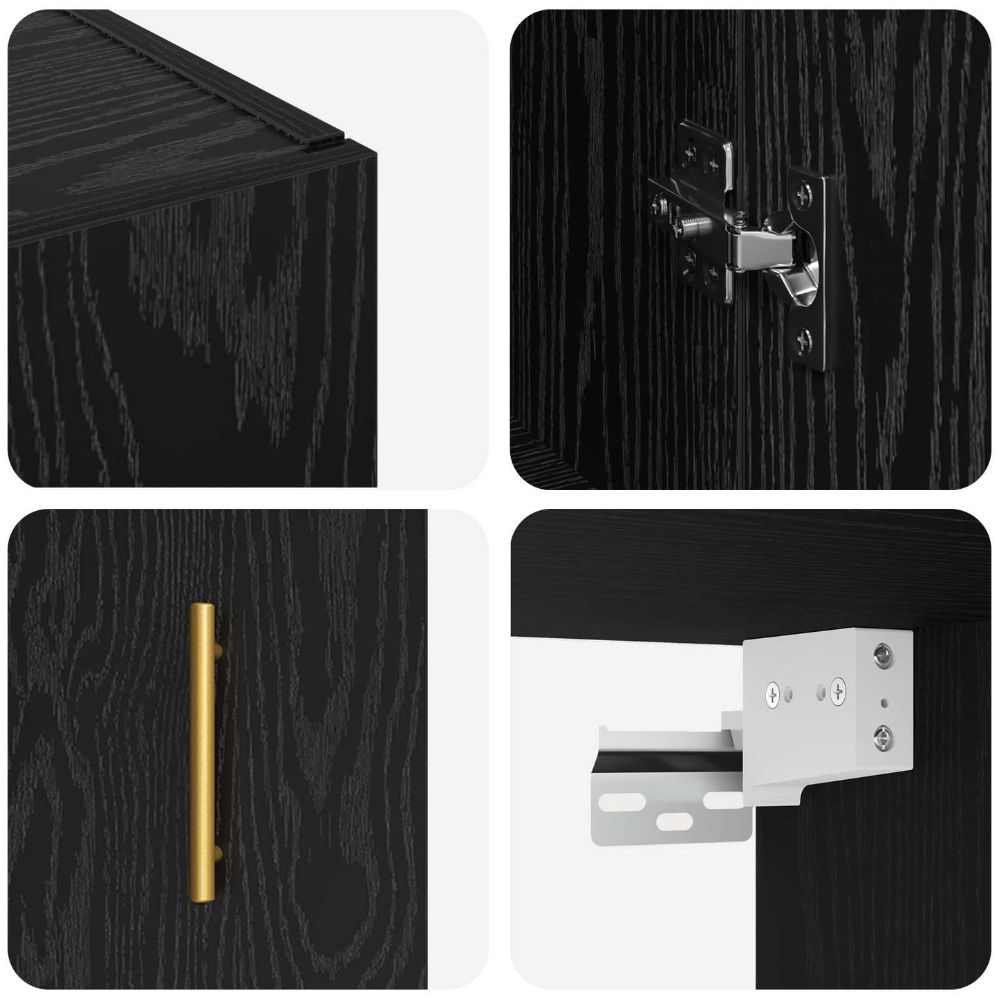 Wandkast 2 pcs Zwart Eiken 69,5 x 34 x 90 cm Bewerkt hout