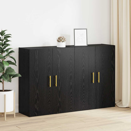 Wandkast 2 pcs Zwart Eiken 69,5 x 34 x 90 cm Bewerkt hout