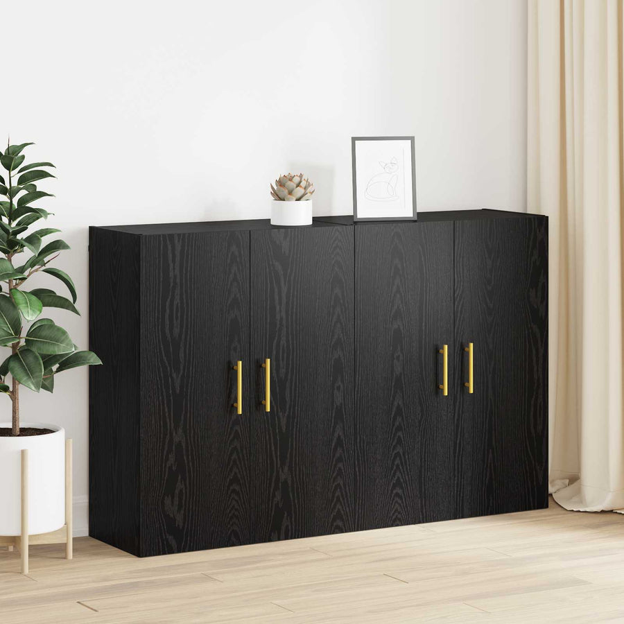 Wandkast 2 pcs Zwart Eiken 69,5 x 34 x 90 cm Bewerkt hout