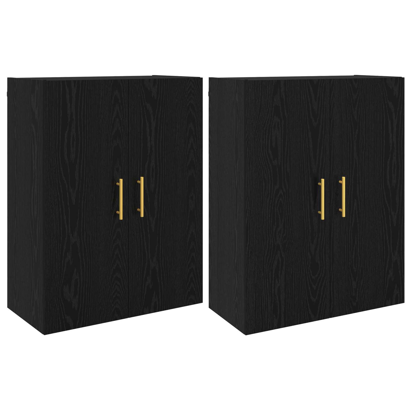Wandkast 2 pcs Zwart Eiken 69,5 x 34 x 90 cm Bewerkt hout