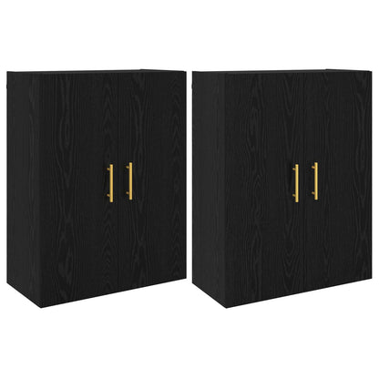 Wandkast 2 pcs Zwart Eiken 69,5 x 34 x 90 cm Bewerkt hout
