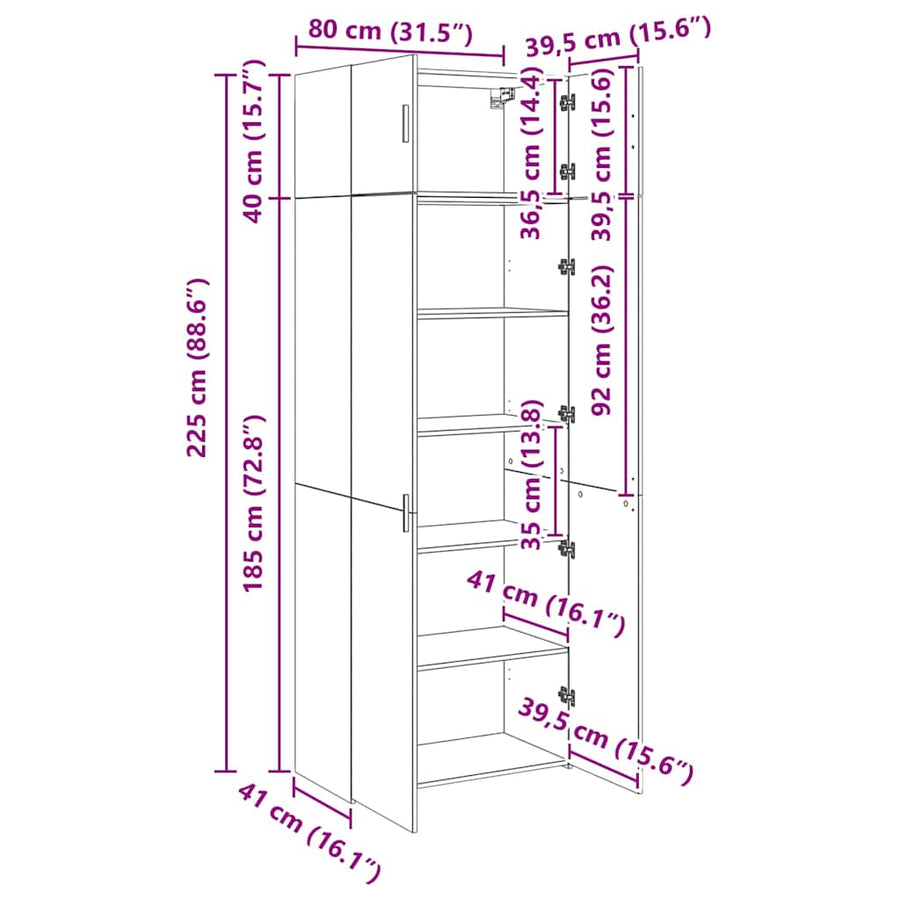 Opbergkast 3 pcs Oudhout