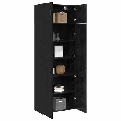 Opbergkast 3 pcs Zwart Eiken