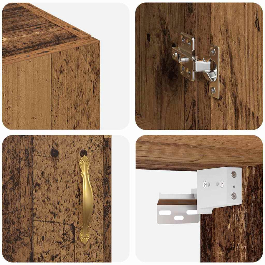 Wandkast 2 pcs Oudhout 69,5 x 34 x 90 cm Bewerkt hout