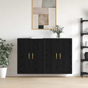 Wandkast 2 stuks zwart eiken 69,5x34x90 cm