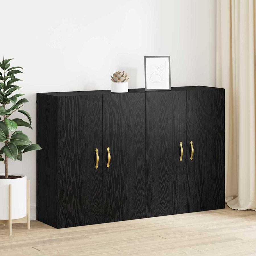 Wandkast 2 pcs Zwart Eiken 69,5 x 34 x 90 cm Bewerkt hout