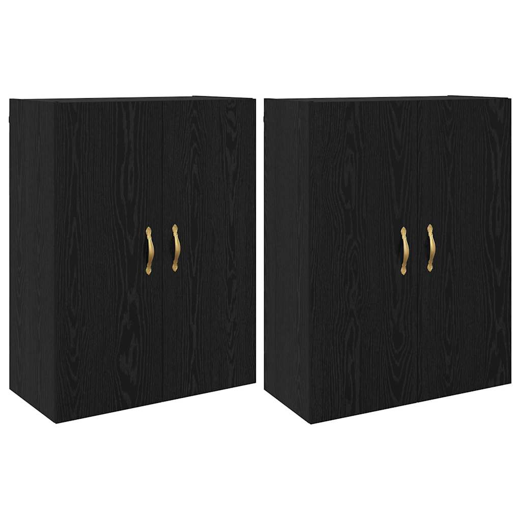 Wandkast 2 pcs Zwart Eiken 69,5 x 34 x 90 cm Bewerkt hout