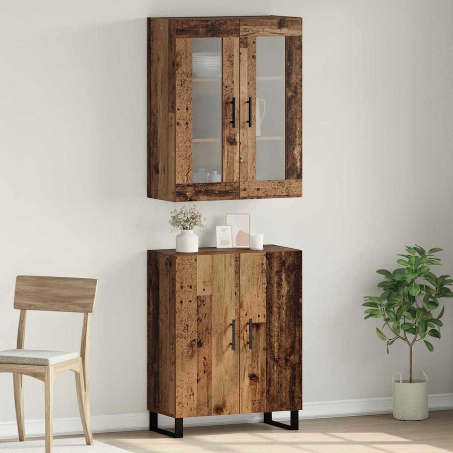 Highboard met plank Wandgemonteerd met opslag met de deur Oud hout Medium Bewerkt hout