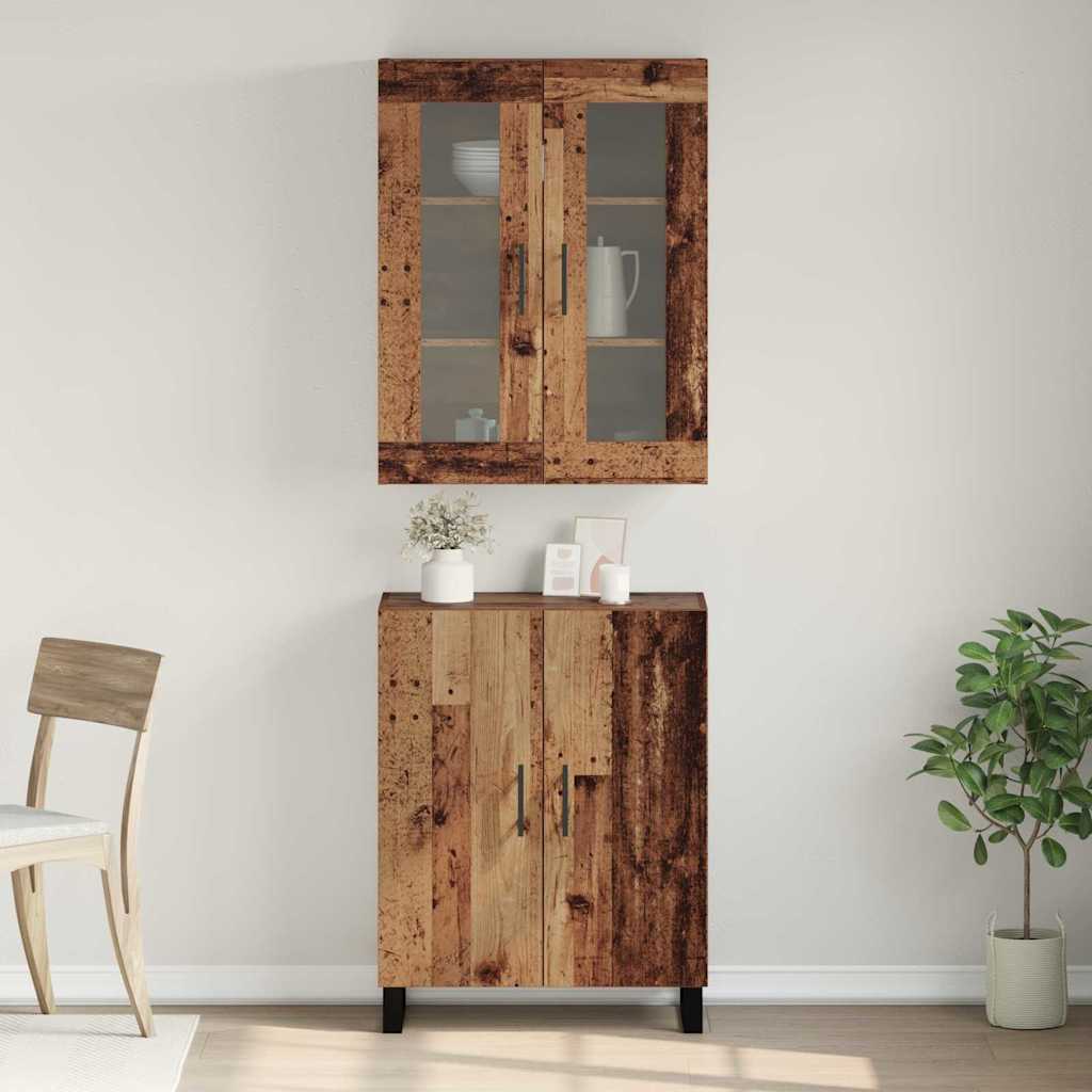 Highboard met plank Wandgemonteerd met opslag met de deur Oud hout Medium Bewerkt hout