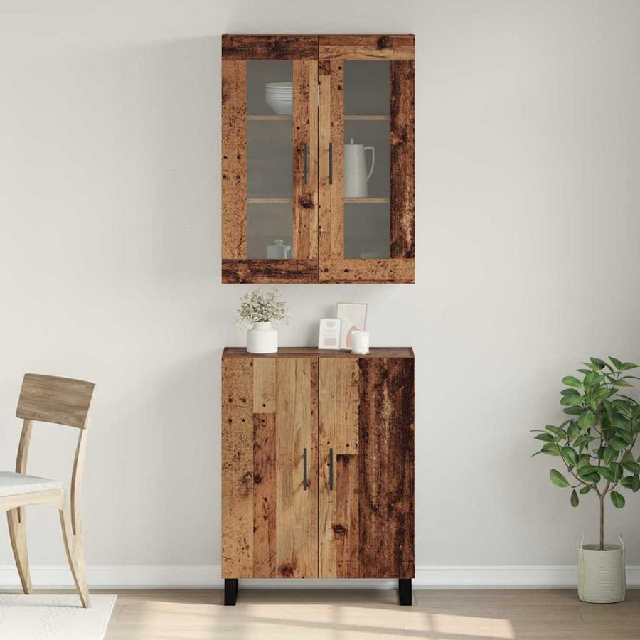 Highboard met plank Wandgemonteerd met opslag met de deur Oud hout Medium Bewerkt hout