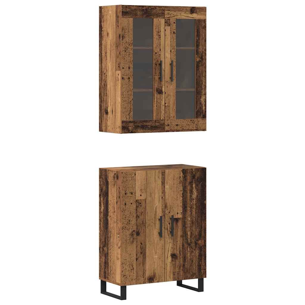 Highboard met plank Wandgemonteerd met opslag met de deur Oud hout Medium Bewerkt hout