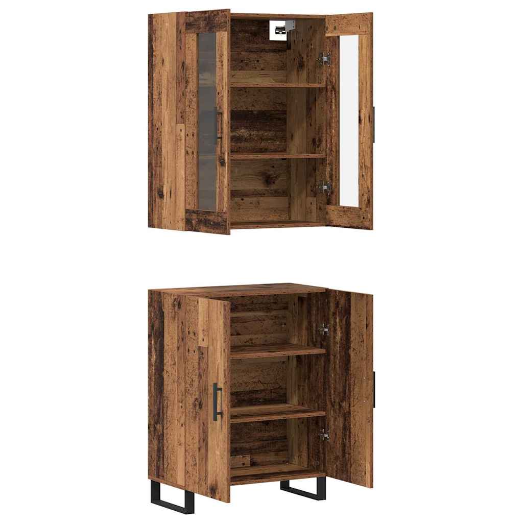 Highboard met plank Wandgemonteerd met opslag met de deur Oud hout Medium Bewerkt hout