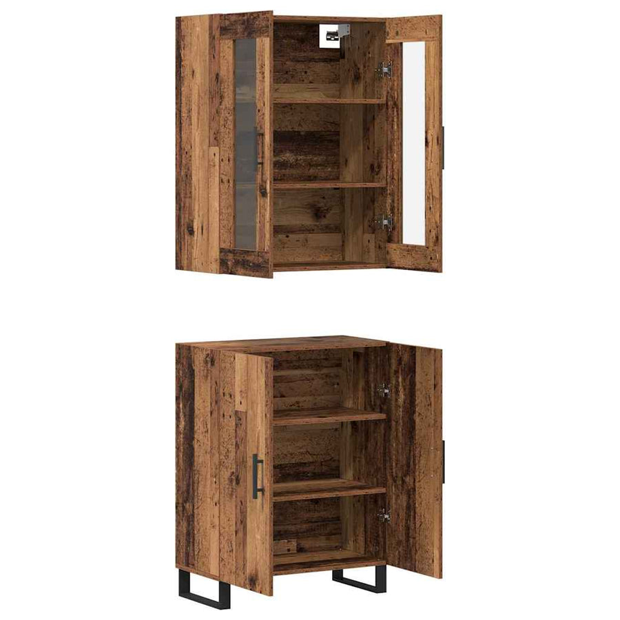 Highboard met plank Wandgemonteerd met opslag met de deur Oud hout Medium Bewerkt hout