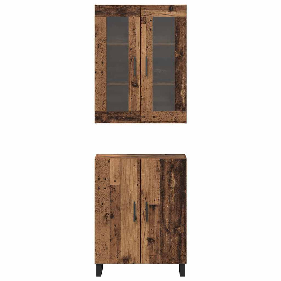 Highboard met plank Wandgemonteerd met opslag met de deur Oud hout Medium Bewerkt hout