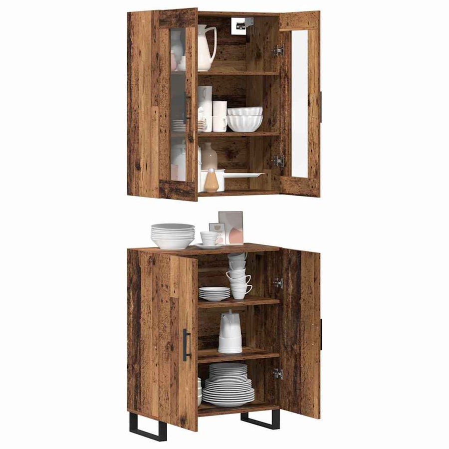 Highboard met plank Wandgemonteerd met opslag met de deur Oud hout Medium Bewerkt hout