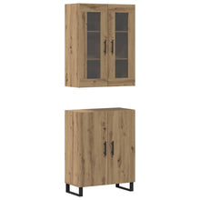 Highboard artisanaal eikenkleurig Twee-delige set Bewerkt hout