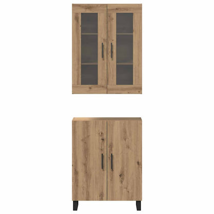 Highboard artisanaal eikenkleurig Twee-delige set Bewerkt hout