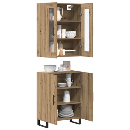 Highboard artisanaal eikenkleurig Twee-delige set Bewerkt hout