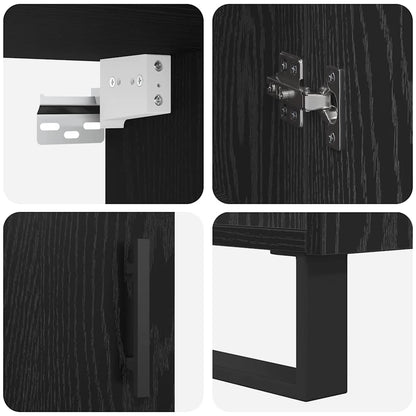 Highboard met plank met opslag Zwart eiken 69.5 x 34 x 90 cm Bewerkt hout