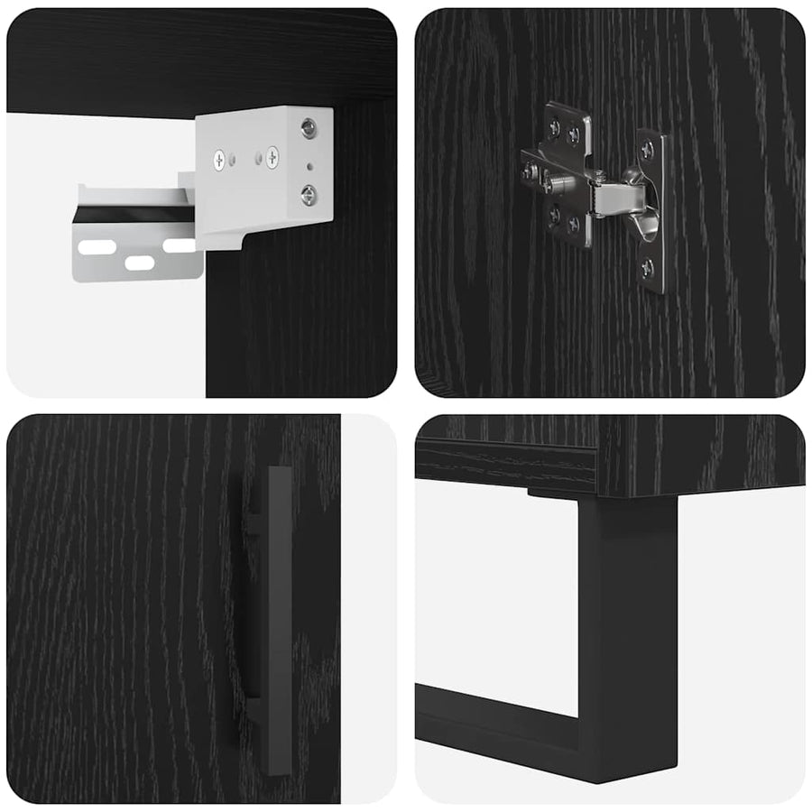 Highboard met plank met opslag Zwart eiken 69.5 x 34 x 90 cm Bewerkt hout