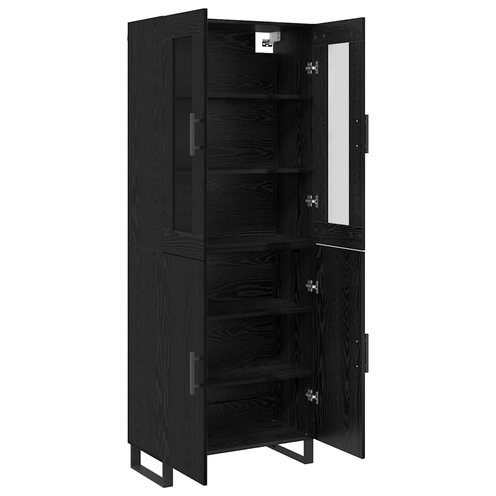Highboard met plank met opslag Zwart eiken 69.5 x 34 x 90 cm Bewerkt hout