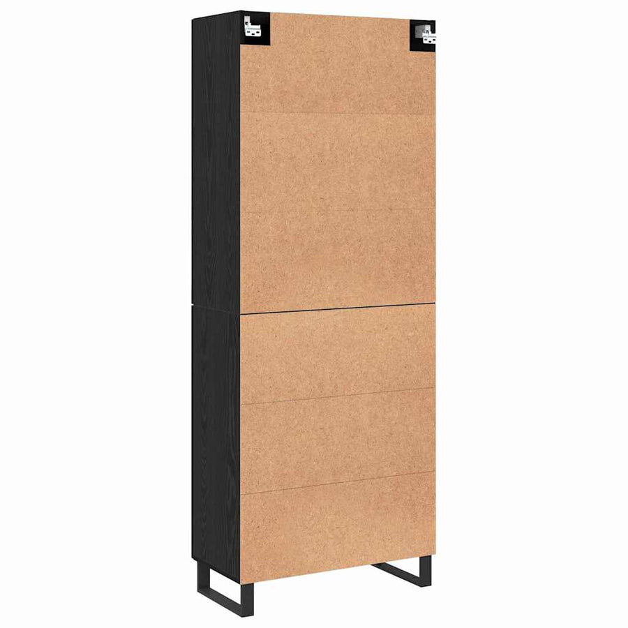 Highboard met plank met opslag Zwart eiken 69.5 x 34 x 90 cm Bewerkt hout