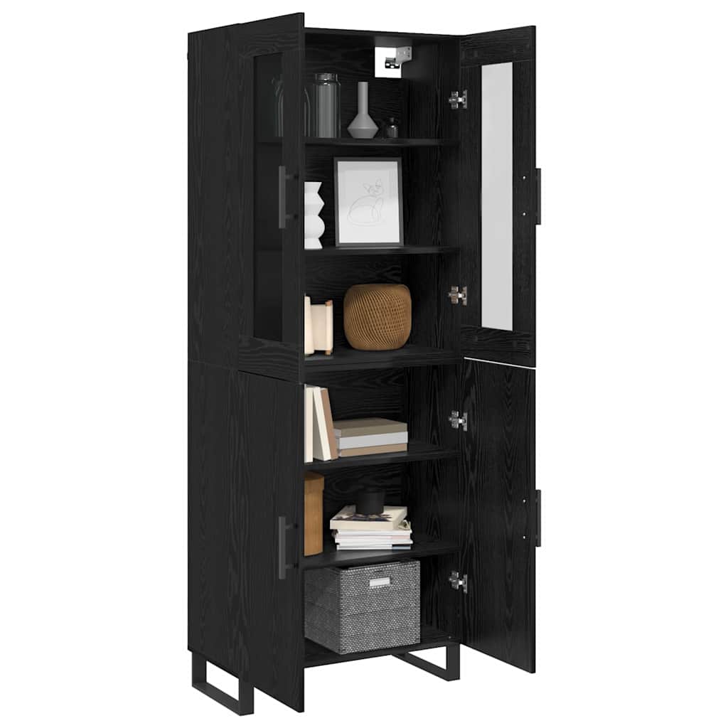 Highboard met plank met opslag Zwart eiken 69.5 x 34 x 90 cm Bewerkt hout
