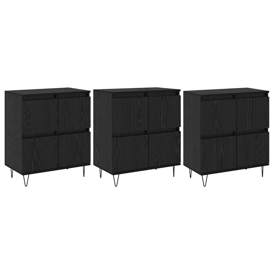 Dressoirs 3 pcs Zwart Eiken