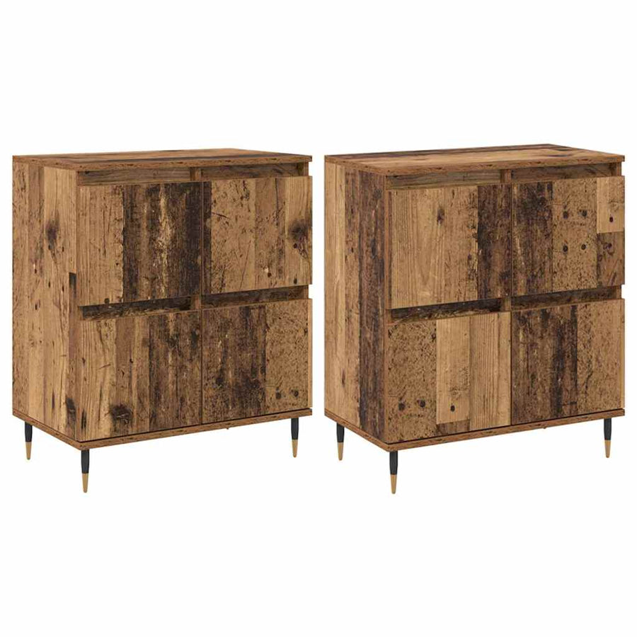Opbergkast 2 pcs Oudhout 60 x 35 x 70 cm