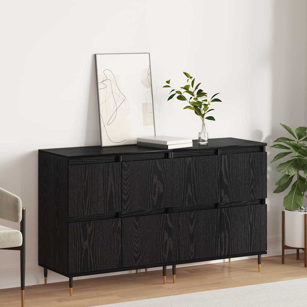 Opbergkast 2 pcs Zwart Eiken 60 x 35 x 70 cm