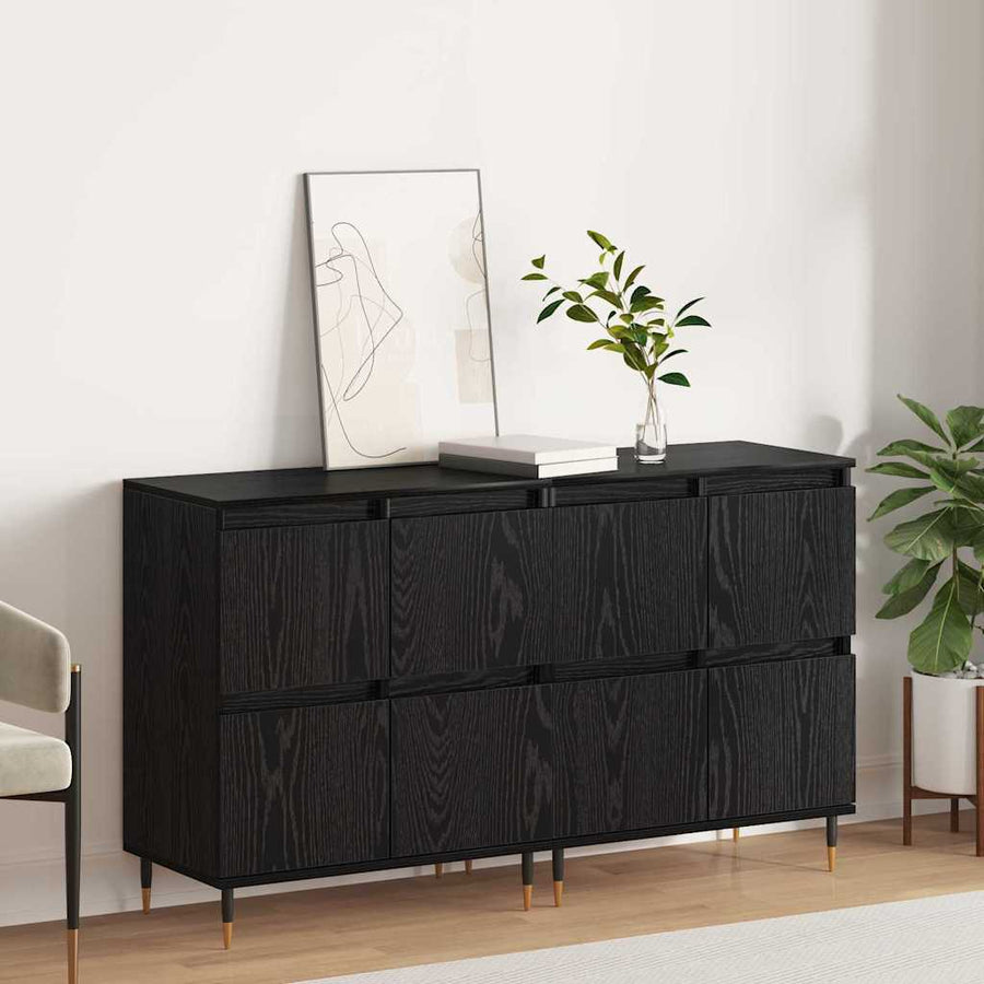 Opbergkast 2 pcs Zwart Eiken 60 x 35 x 70 cm