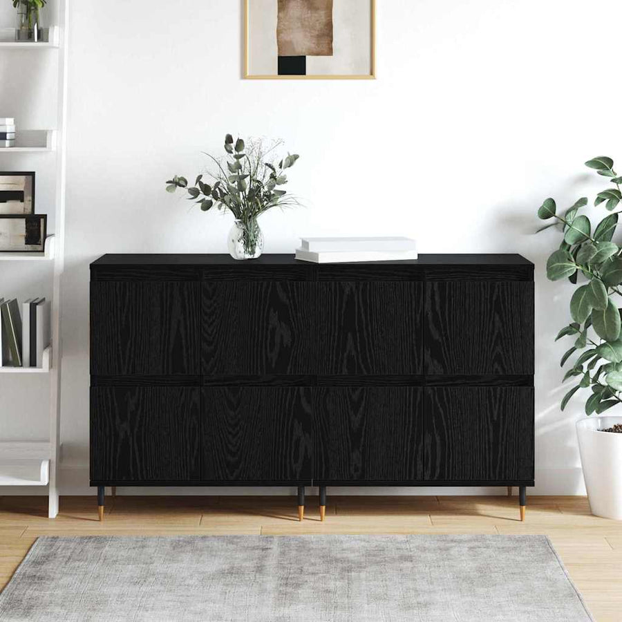 Opbergkast 2 pcs Zwart Eiken 60 x 35 x 70 cm