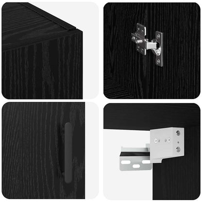 Wandkast 2 pcs Zwart Eiken 69,5 x 34 x 90 cm Bewerkt hout