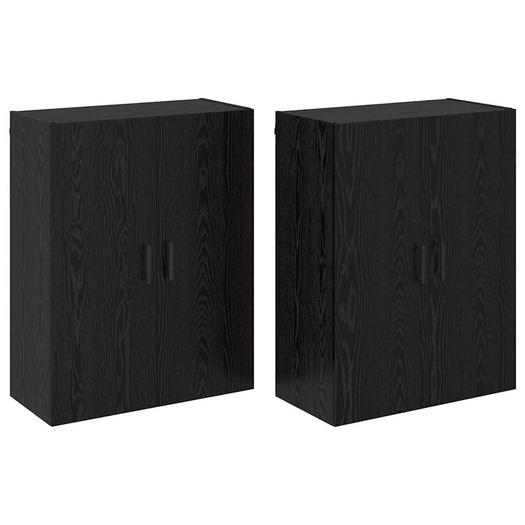 Wandkast 2 pcs Zwart Eiken 69,5 x 34 x 90 cm Bewerkt hout