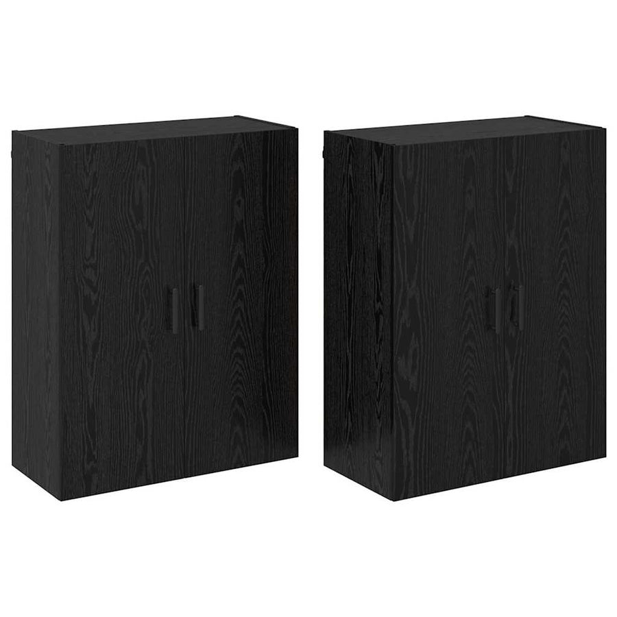 Wandkast 2 pcs Zwart Eiken 69,5 x 34 x 90 cm Bewerkt hout