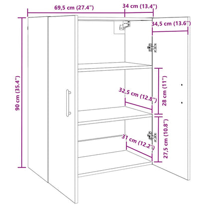 Wandkast 2 pcs Zwart Eiken 69,5 x 34 x 90 cm Bewerkt hout