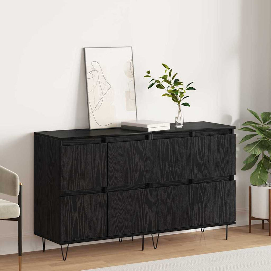Dressoirs 2 pcs Zwart eiken