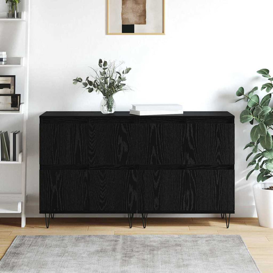 Dressoirs 2 pcs Zwart eiken
