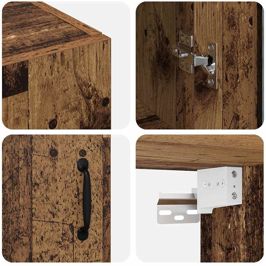 Wandgemonteerde Kasten 2 pcs Oud hout 69,5 x 34 x 90 cm