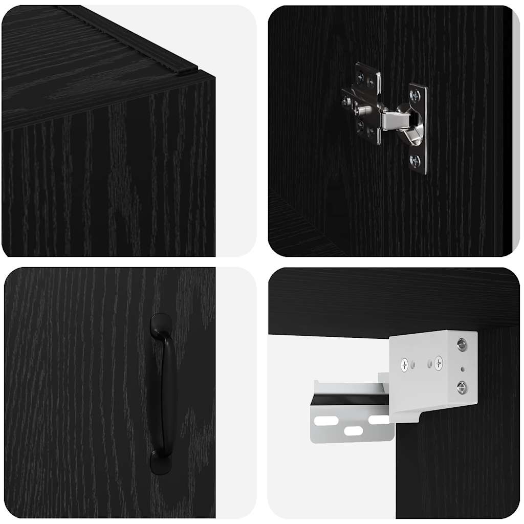 Wandgemonteerde Kasten 2 pcs Zwart eiken 69,5 x 34 x 90 cm