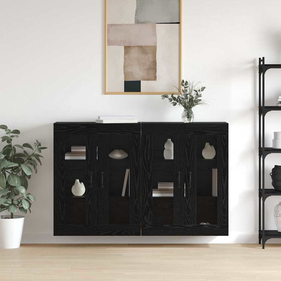 Wandgemonteerde Kasten 2 pcs Zwart eiken 69,5 x 34 x 90 cm
