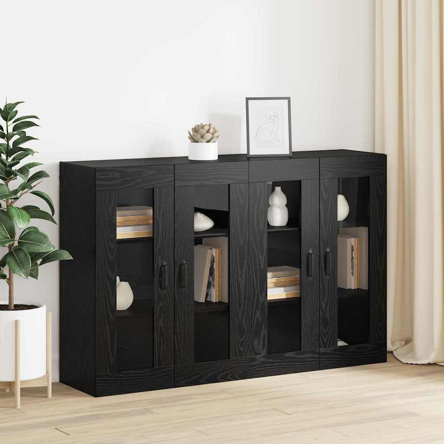Wandgemonteerde Kasten 2 pcs Zwart eiken 69,5 x 34 x 90 cm