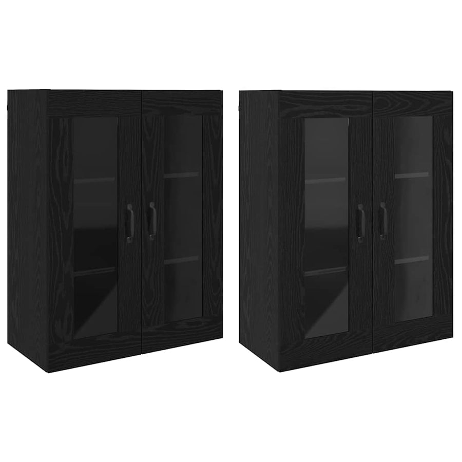 Wandgemonteerde Kasten 2 pcs Zwart eiken 69,5 x 34 x 90 cm