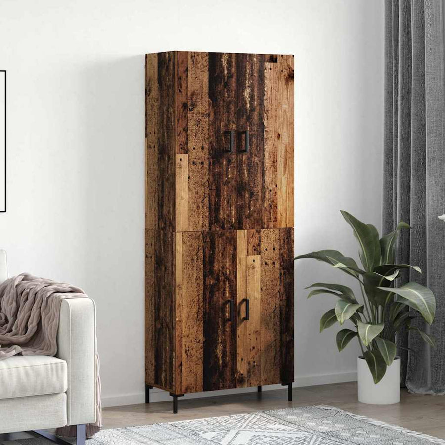 Highboard Oud hout 69,5 x 34 x 180 cm Bewerkt hout