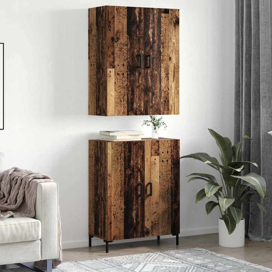 Highboard Oud hout 69,5 x 34 x 180 cm Bewerkt hout